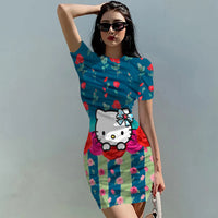 Hello Kitty Dress Slim Bodycon Dress - DS12 - Lusy Store LLC