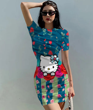 Hello Kitty Dress Slim Bodycon Dress - DS12 - Lusy Store LLC