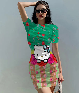 Hello Kitty Dress Slim Bodycon Dress - DS12 - Lusy Store LLC