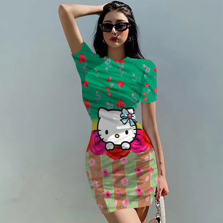 Hello Kitty Dress Slim Bodycon Dress - DS12 - Lusy Store LLC
