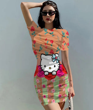Hello Kitty Dress Slim Bodycon Dress - DS12 - Lusy Store LLC