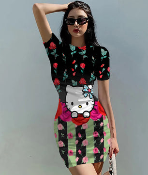 Hello Kitty Dress Slim Bodycon Dress - DS12 - Lusy Store LLC