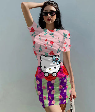 Hello Kitty Dress Slim Bodycon Dress - DS12 - Lusy Store LLC