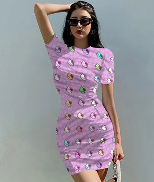 Hello Kitty Dress Slim Bodycon Dress - DS13 - Lusy Store LLC
