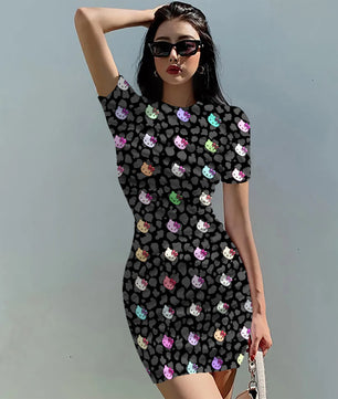 Hello Kitty Dress Slim Bodycon Dress - DS13 - Lusy Store LLC
