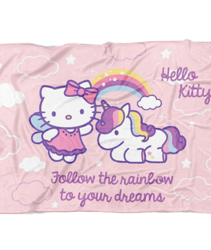 Hello Kitty Follow The Rainlow To Your Dreams Fleece Blanket For Kids - Lusy Store