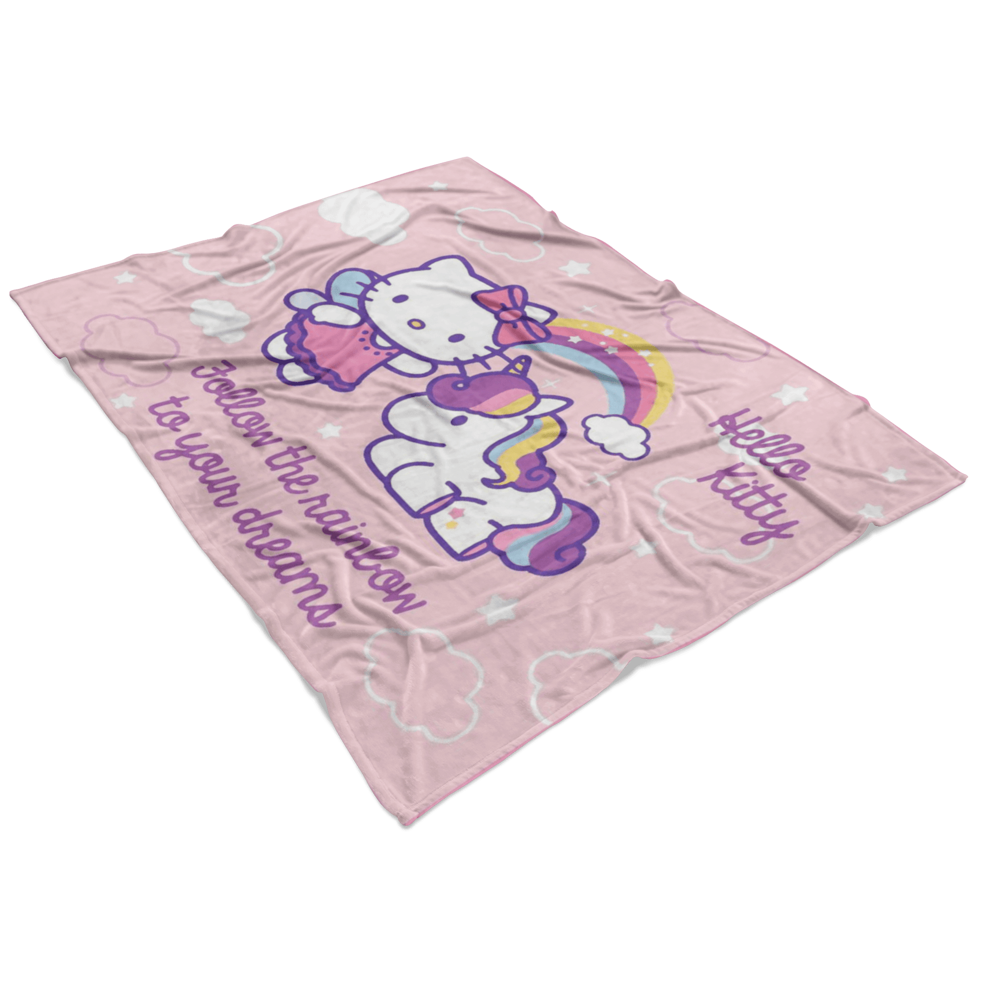 Hello Kitty Follow The Rainlow To Your Dreams Fleece Blanket For Kids - Lusy Store
