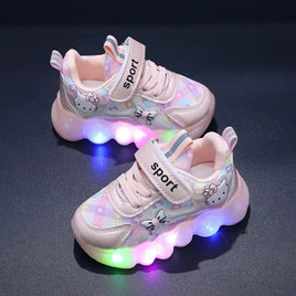 Hello Kitty girls shoes - Cute Hello Kitty led light sneakers - Walking shoes kids anti-slip - Lusy Store LLC