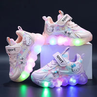 Hello Kitty girls shoes - Cute Hello Kitty led light sneakers - Walking shoes kids anti-slip - Lusy Store LLC