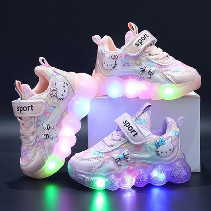 Hello Kitty girls shoes - Cute Hello Kitty led light sneakers - Walking shoes kids anti-slip - Lusy Store LLC