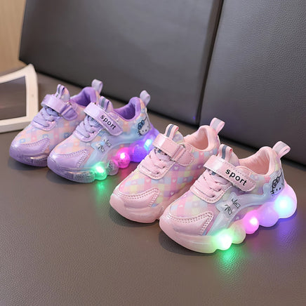 Hello Kitty girls shoes - Cute Hello Kitty led light sneakers - Walking shoes kids anti-slip - Lusy Store LLC