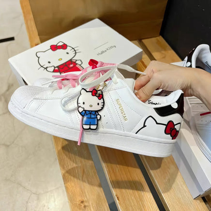 Hello Kitty girls shoes - Kawaii anime cute cartoon lace white shoes - Sports shoes birthday gift - Lusy Store LLC