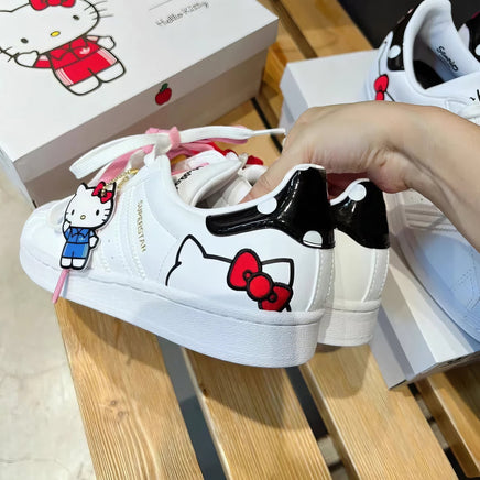 Hello Kitty girls shoes - Kawaii anime cute cartoon lace white shoes - Sports shoes birthday gift - Lusy Store LLC