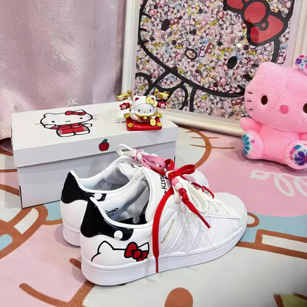 Hello Kitty girls shoes - Kawaii anime cute cartoon lace white shoes - Sports shoes birthday gift - Lusy Store LLC