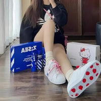 Hello Kitty girls shoes - Kawaii anime cute cartoon lace white shoes - Sports shoes birthday gift