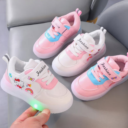 Hello Kitty girls shoes - Led light shoes - Children's sneakers toddler anti-slip walking shoes - Lusy Store LLC
