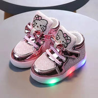 Hello Kitty girls shoes - Luminous shoes boys girls - Fashion sneakers little kid LED sneakers - Lusy Store LLC