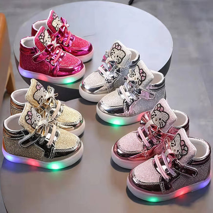 Hello Kitty girls shoes - Luminous shoes boys girls - Fashion sneakers little kid LED sneakers - Lusy Store LLC