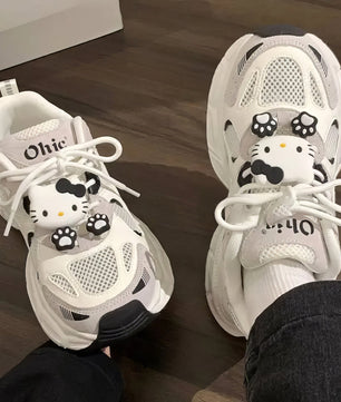Hello Kitty girls shoes - Sneakers luxury fashion Y2k - Thick sole breathable casual student sport shoes - Lusy Store LLC