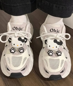 Hello Kitty girls shoes - Sneakers luxury fashion Y2k - Thick sole breathable casual student sport shoes - Lusy Store LLC
