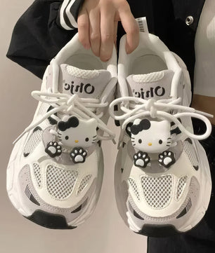 Hello Kitty girls shoes - Sneakers luxury fashion Y2k - Thick sole breathable casual student sport shoes - Lusy Store LLC