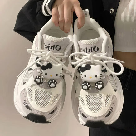 Hello Kitty girls shoes - Sneakers luxury fashion Y2k - Thick sole breathable casual student sport shoes - Lusy Store LLC