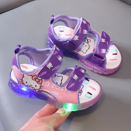 Hello Kitty girls shoes - Summer led light girls sandals - Anti-slip beach shoes - Lusy Store LLC