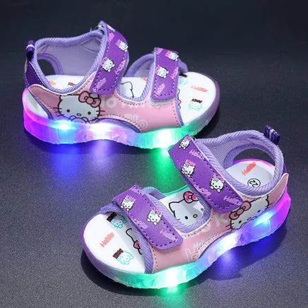 Hello Kitty girls shoes - Summer led light girls sandals - Anti-slip beach shoes - Lusy Store LLC
