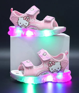 Hello Kitty girls shoes - Summer led light girls sandals - Anti-slip beach shoes - Lusy Store LLC