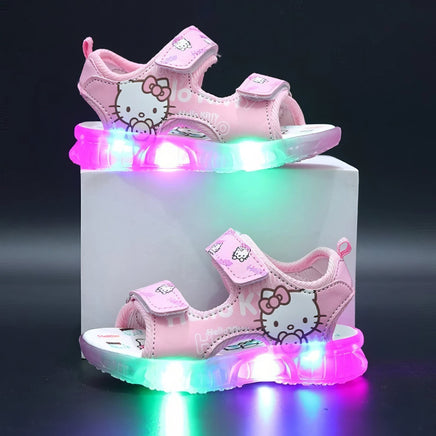 Hello Kitty girls shoes - Summer led light girls sandals - Anti-slip beach shoes