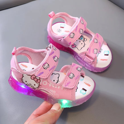 Hello Kitty girls shoes - Summer led light girls sandals - Anti-slip beach shoes