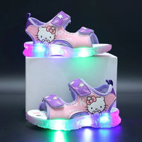 Hello Kitty girls shoes - Summer led light girls sandals - Anti-slip beach shoes