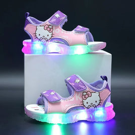 Hello Kitty girls shoes - Summer led light girls sandals - Anti-slip beach shoes