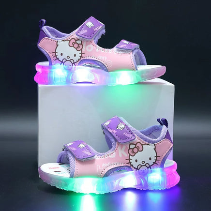 Hello Kitty girls shoes - Summer led light girls sandals - Anti-slip beach shoes - Lusy Store LLC