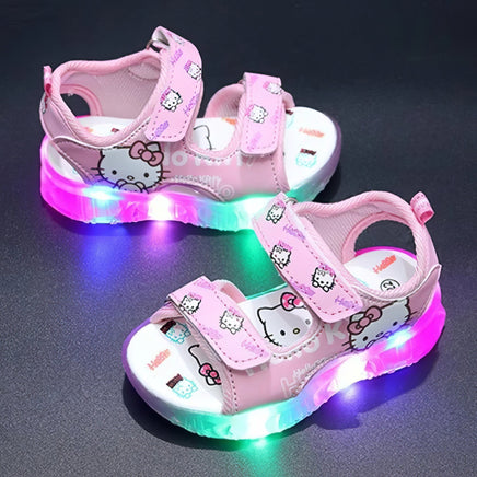 Hello Kitty girls shoes - Summer led light girls sandals - Anti-slip beach shoes - Lusy Store LLC