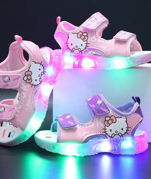 Hello Kitty girls shoes - Summer led light girls sandals - Anti-slip beach shoes - Lusy Store LLC