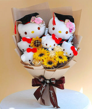 Hello Kitty Graduation Plush Toy Room Decor Plush Bouquet Soft Stuffed Dolls Gifts HK76-2 - Lusy Store LLC