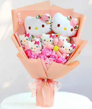 Hello Kitty Graduation Plush Toy Room Decor Plush Bouquet Soft Stuffed Dolls Gifts HK76-2 - Lusy Store LLC
