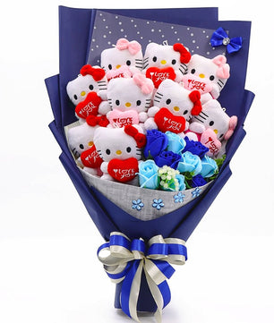 Hello Kitty Graduation Plush Toy Room Decor Plush Bouquet Soft Stuffed Dolls Gifts HK76-2 - Lusy Store LLC