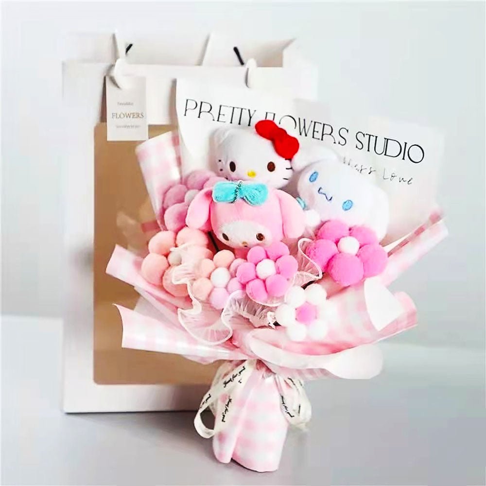 Hello Kitty Graduation Plush Toy Room Decor Plush Bouquet Soft Stuffed Dolls Gifts HK76-2 - Lusy Store LLC
