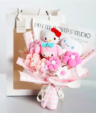 Hello Kitty Graduation Plush Toy Room Decor Plush Bouquet Soft Stuffed Dolls Gifts HK76-2 - Lusy Store LLC