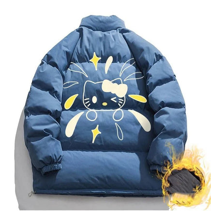 Hello Kitty Hoodie Kawaii Sanrio Cotton-Padded Outwear Loose Thicken Warm Parkas Jackets 14