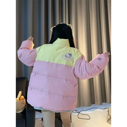 Hello Kitty Hoodie Kawaii Sanrio Cotton-Padded Outwear Loose Thicken Warm Parkas Jackets 8