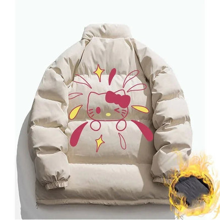 Hello Kitty Hoodie Kawaii Sanrio Cotton-Padded Outwear Loose Thicken Warm Parkas Jackets 13