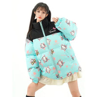 Hello Kitty Hoodie Kawaii Sanrio Cotton-Padded Outwear Loose Thicken Warm Parkas Jackets 6