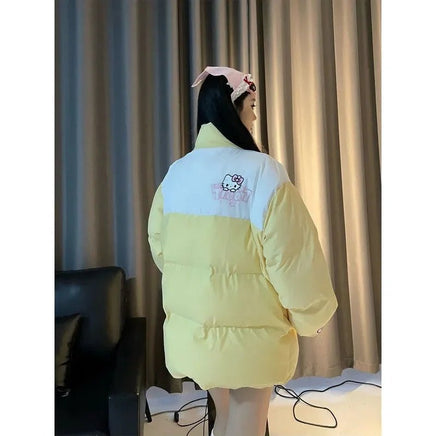 Hello Kitty Hoodie Kawaii Sanrio Cotton-Padded Outwear Loose Thicken Warm Parkas Jackets 12