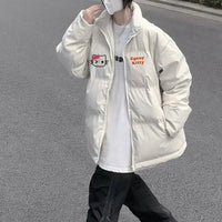 Hello Kitty Hoodie Kawaii Sanrio Cotton-Padded Outwear Loose Thicken Warm Parkas Jackets