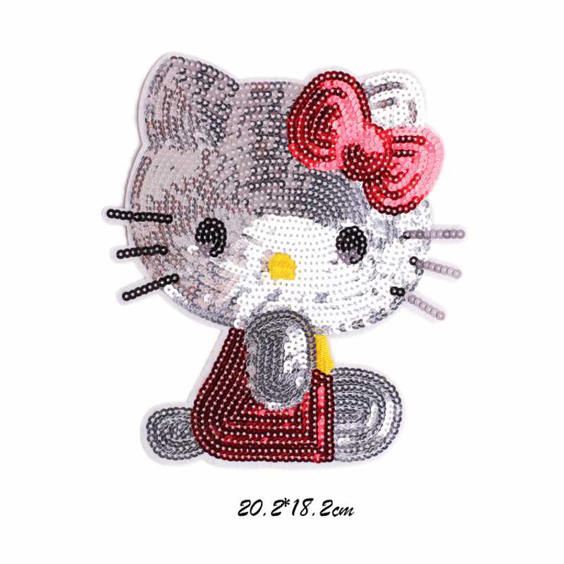 Hello kitty Iron On Embroidered Applique Sewing Patch Clothes sequined Stickers diy - Lusy Store