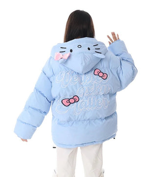 Hello Kitty Jacket Homemade Cotton Cartoon Sanrios Clothes Woman American Loose Sports Coat Kawaii Girls Padded - Lusy Store LLC