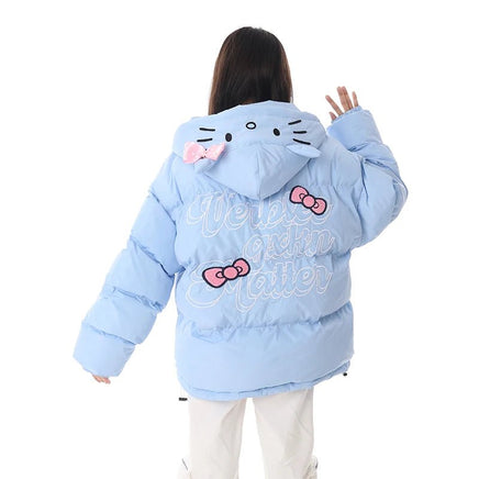 Hello Kitty Jacket Homemade Cotton Cartoon Sanrios Clothes Woman American Loose Sports Coat Kawaii Girls Padded - Lusy Store LLC